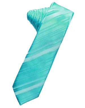 Pool Striped Satin Skinny Necktie