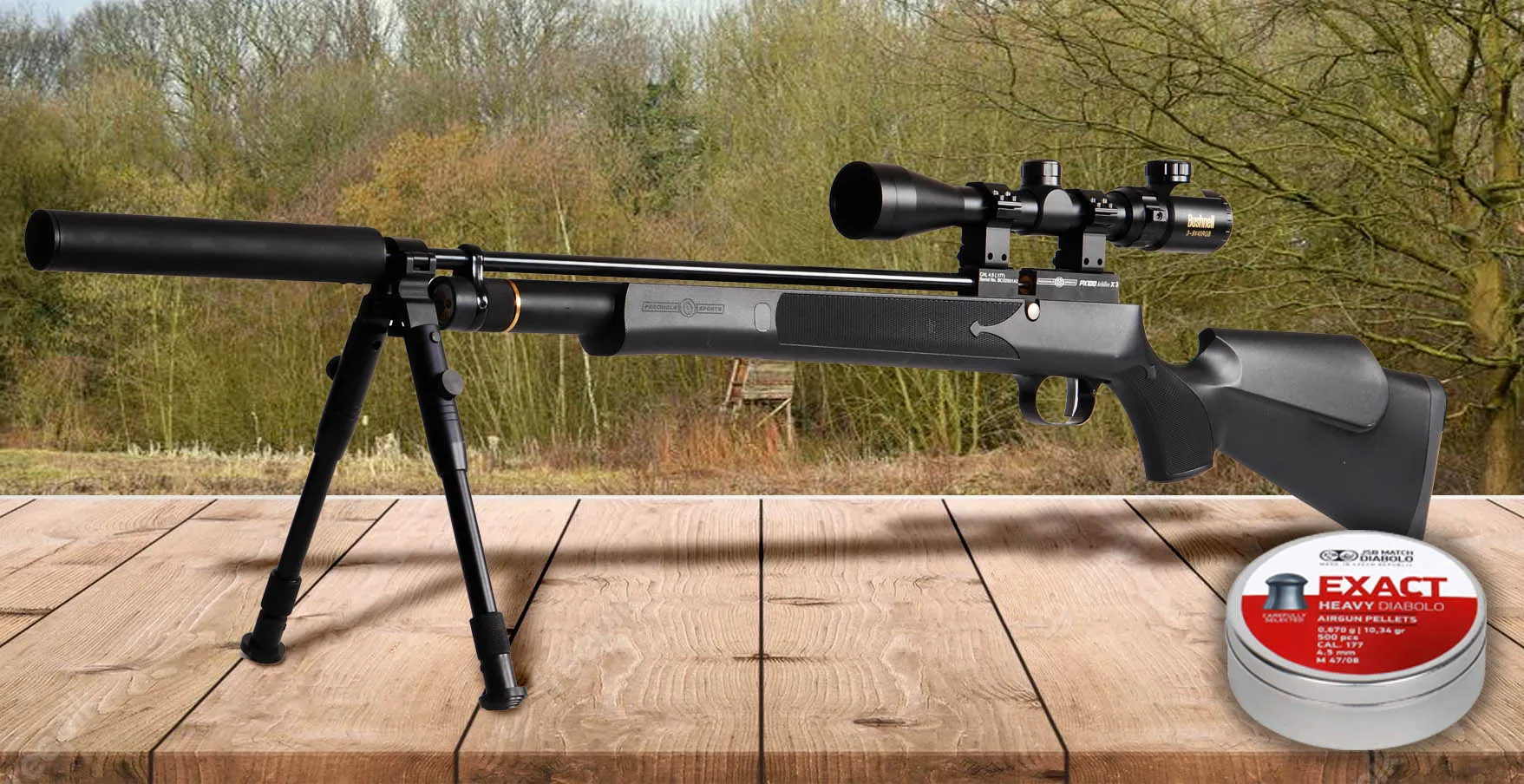 Pro Gunner Combo - Achilles X3   Bushnell 3-9x40   Bipod   JSB Diabolo 10.34gr