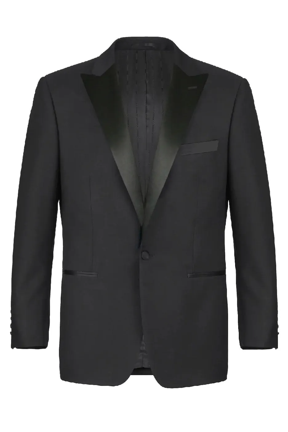 "Louis" Black 1-Button Peak Tuxedo (2-Piece Set)