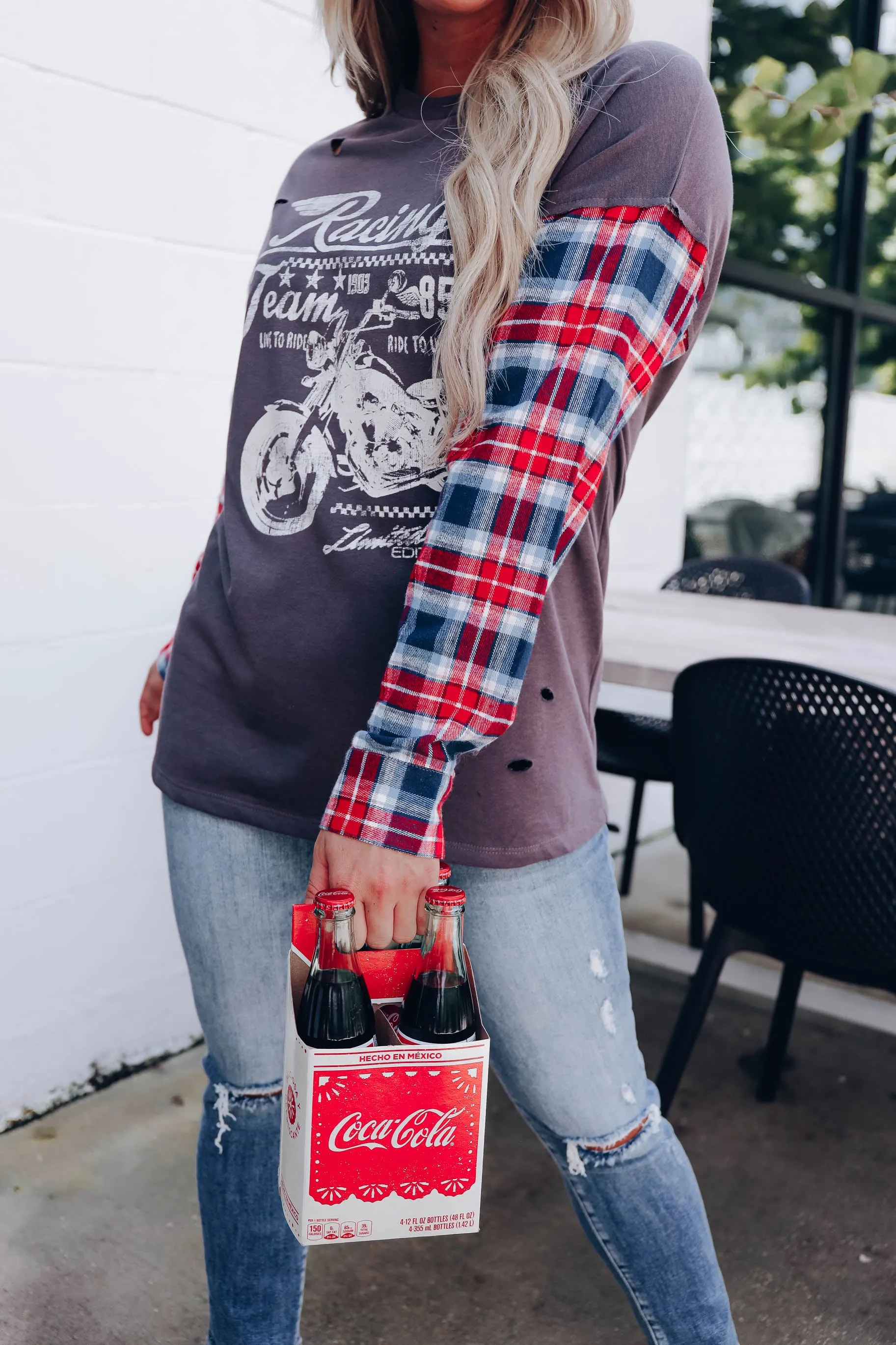 Racing Team Distressed Graphic Sweatshirt