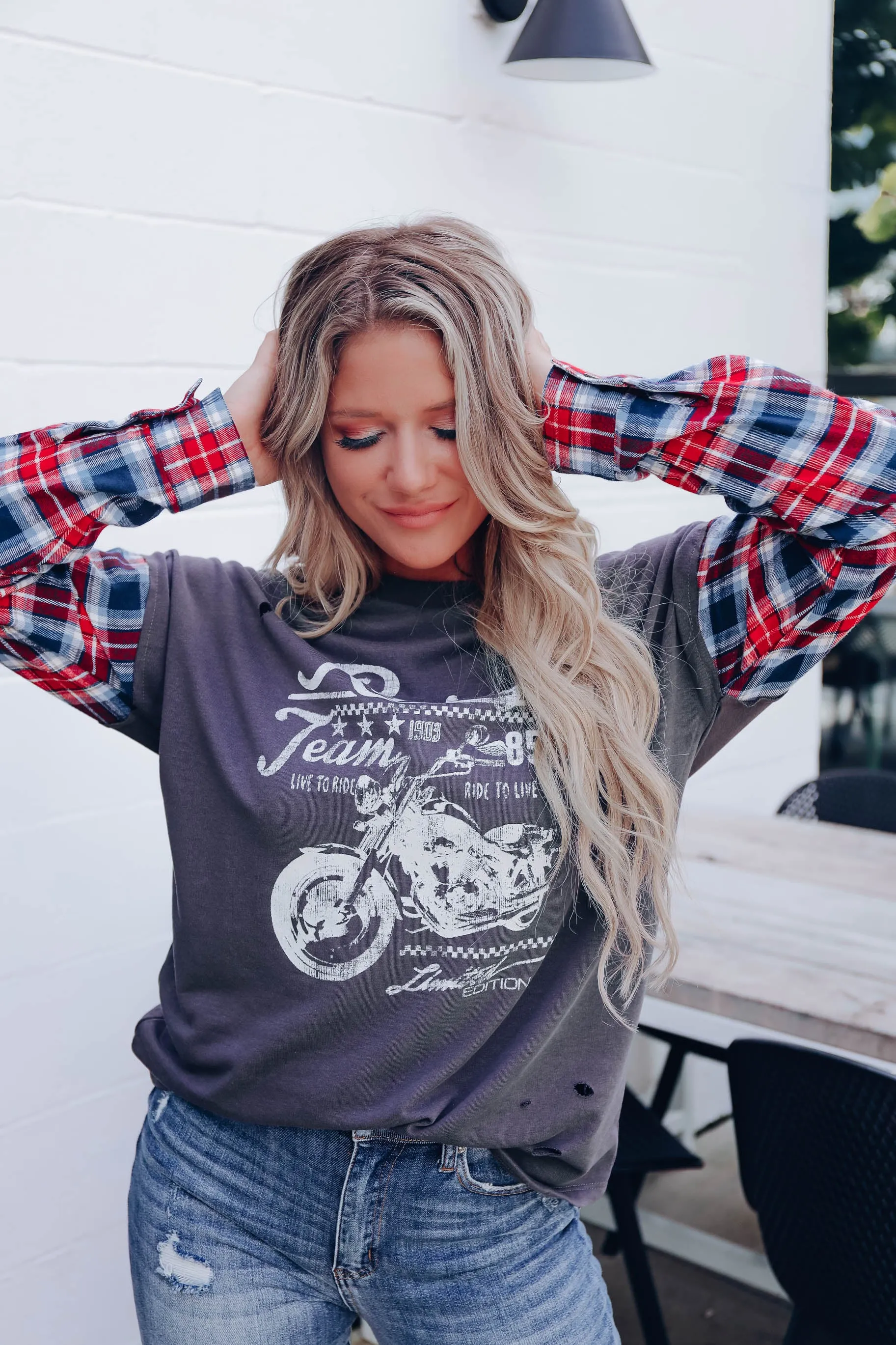 Racing Team Distressed Graphic Sweatshirt