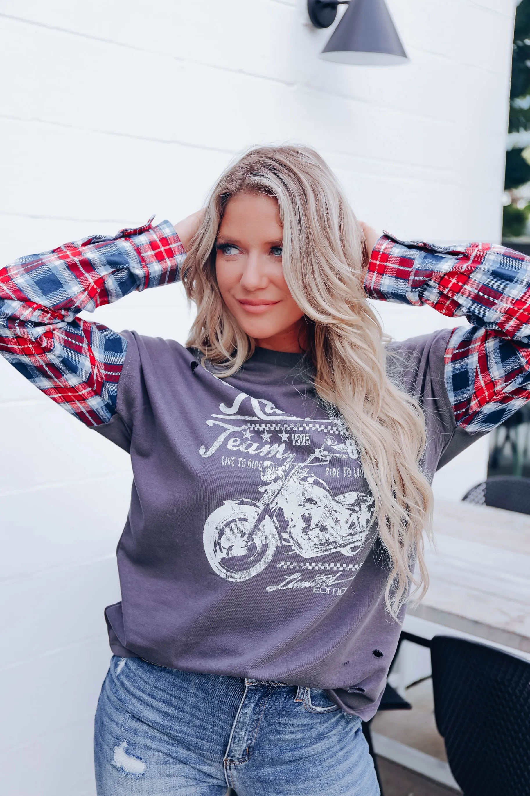 Racing Team Distressed Graphic Sweatshirt