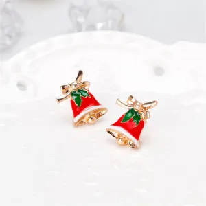 Red Enamel & 18K Gold-Plated Bell Stud Earrings