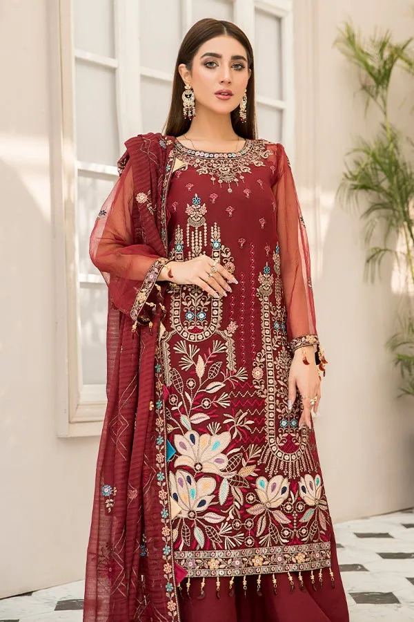 Red Kameez Salwar with Fine Embroidery Work #PF345