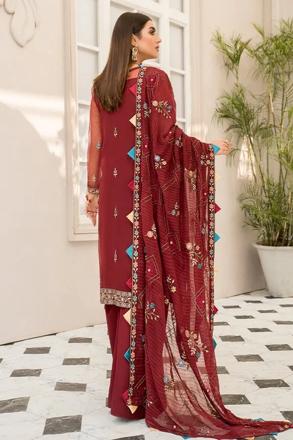 Red Kameez Salwar with Fine Embroidery Work #PF345