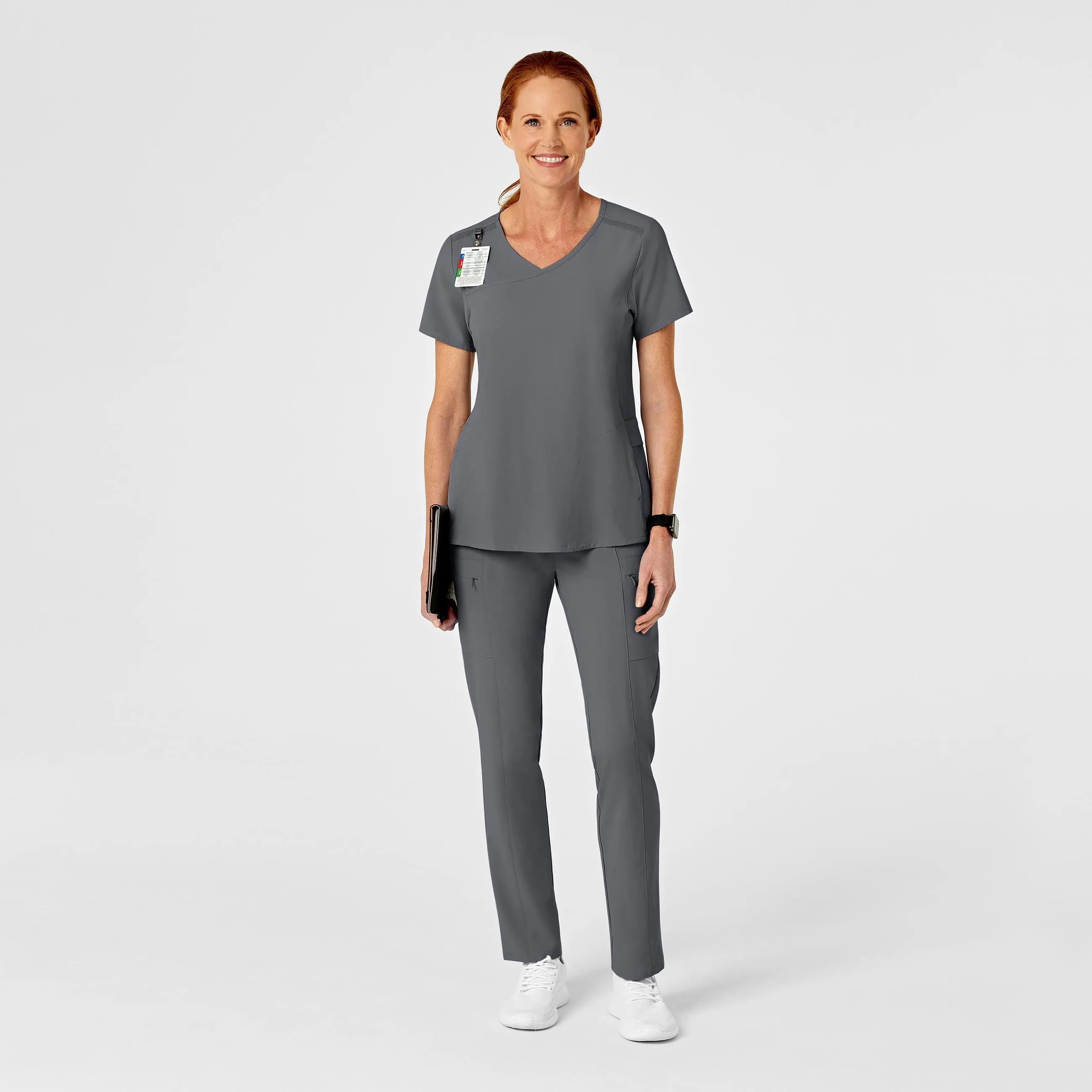 RENEW 5334 High Waist Slim Leg Scrub Pants Pewter