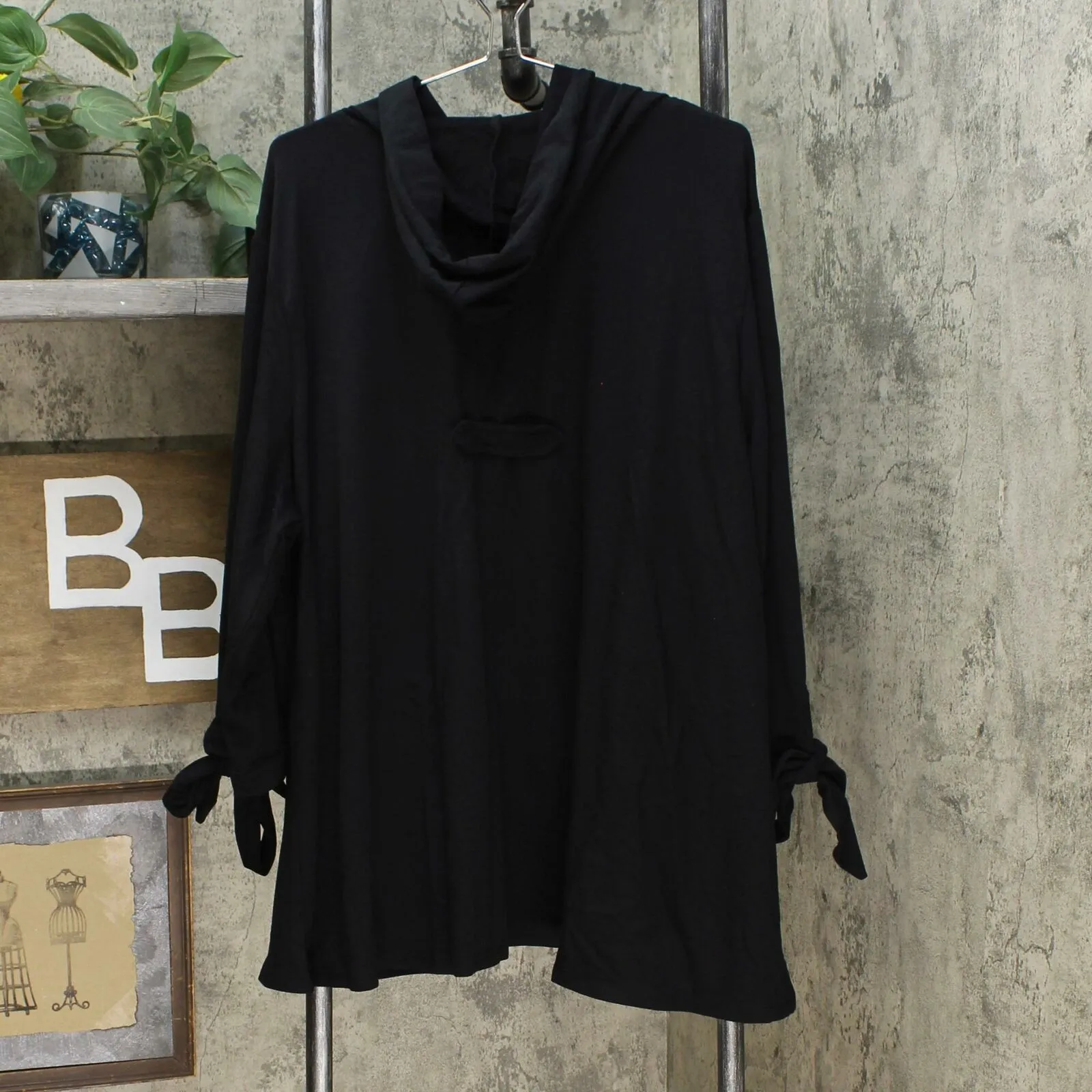 Rhonda Shear Women's Plus Size Hooded Zipper Front Jacket Black 3X