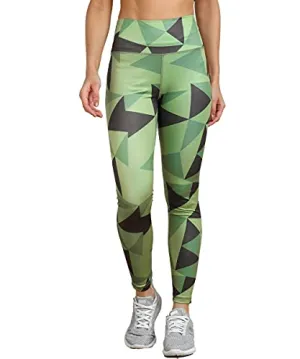 Rock Paper Scissors Premium Gym wear/Active Wear Tights Strechable Leggings Yoga Pants Gym Tight Geometric Green