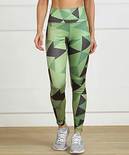 Rock Paper Scissors Premium Gym wear/Active Wear Tights Strechable Leggings Yoga Pants Gym Tight Geometric Green