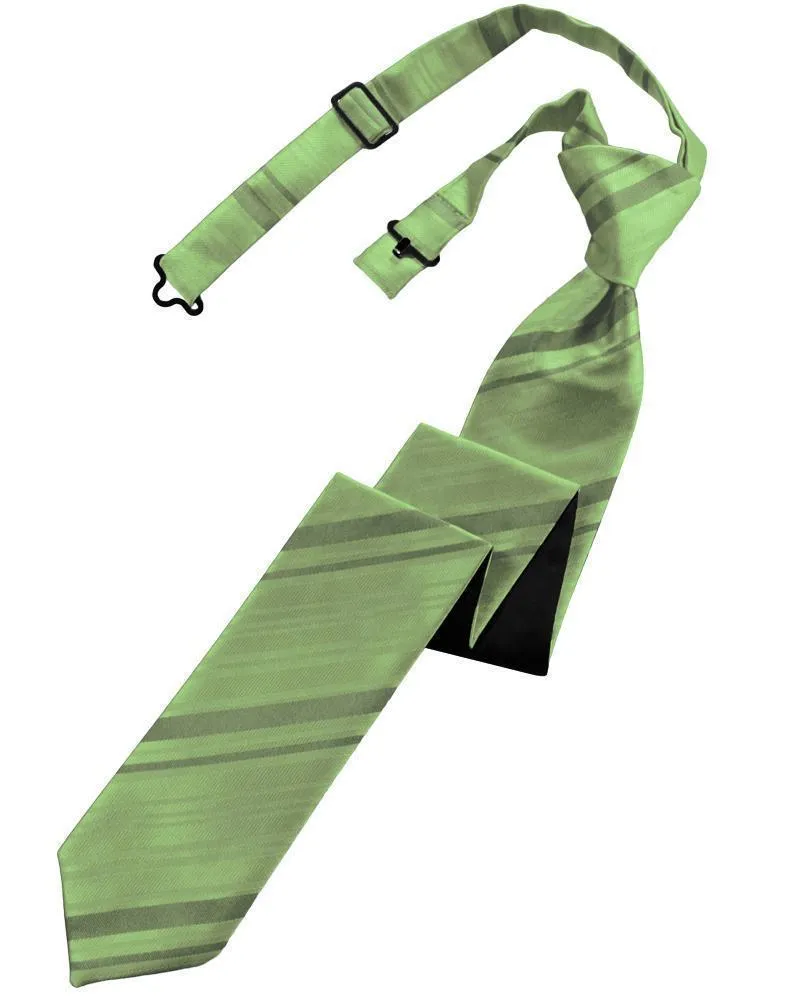 Sage Striped Satin Skinny Necktie