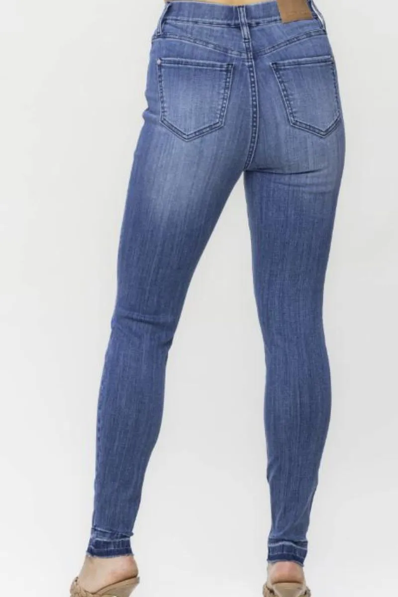 SALE! Judy Blue Layla Release Hem Pull On Medium Wash Skinny Jeans