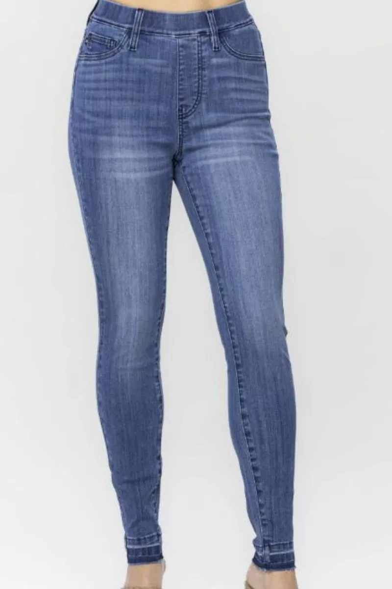 SALE! Judy Blue Layla Release Hem Pull On Medium Wash Skinny Jeans