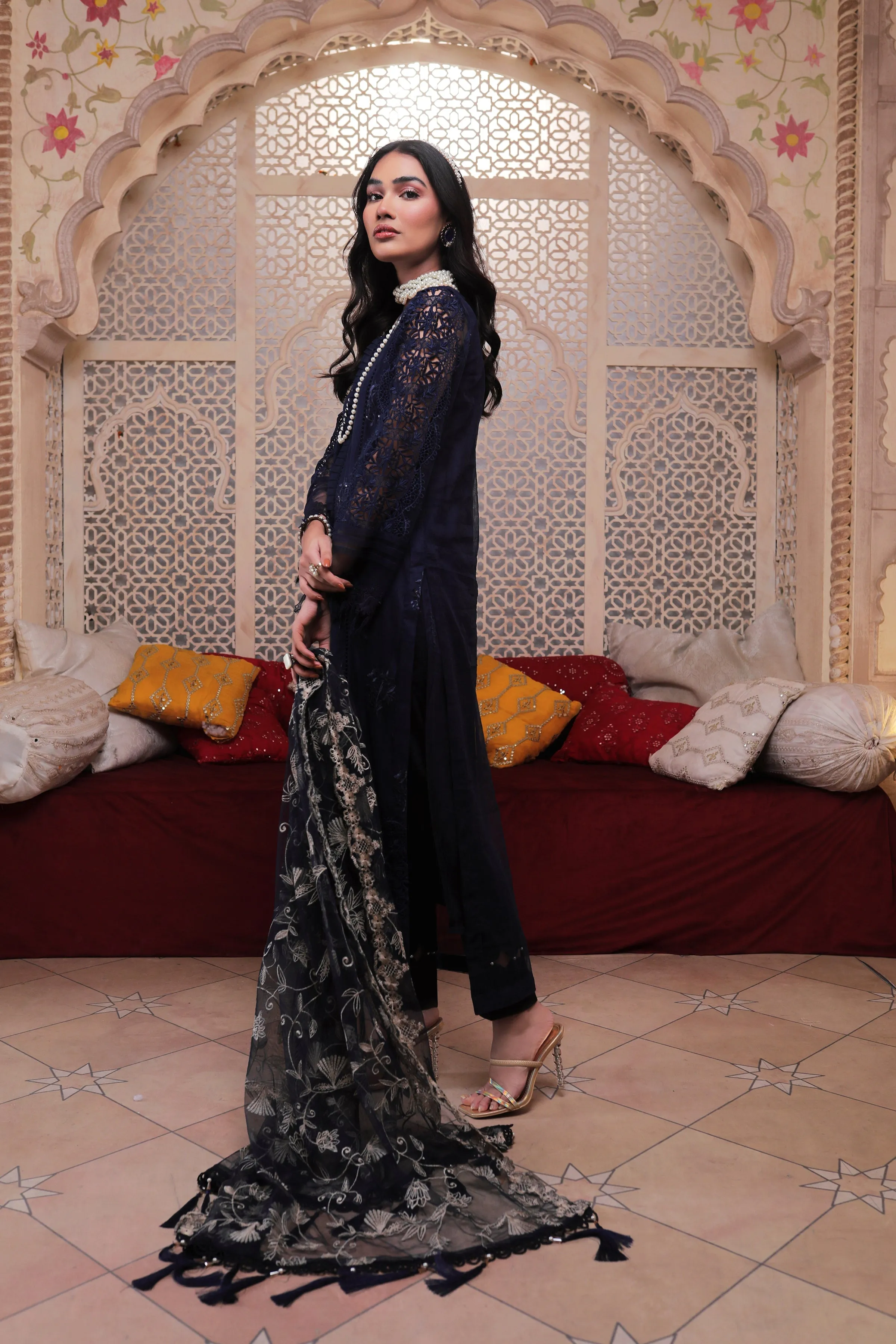 Salwar Kameez Pakistani in Royal Blue Shade #PF355