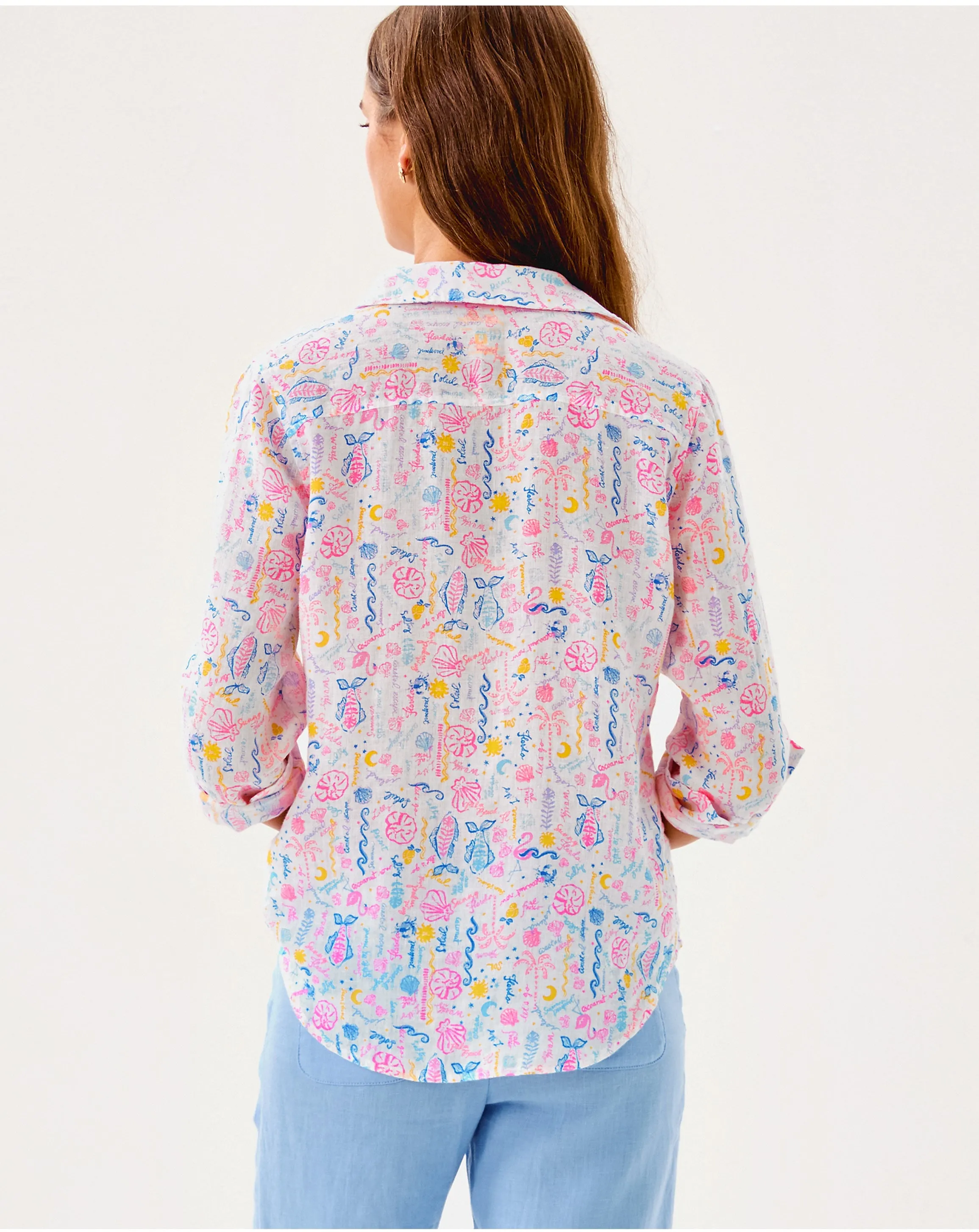 Sea View Linen Button Down Top