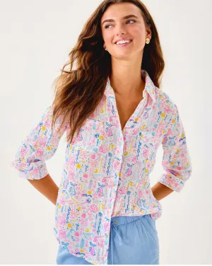 Sea View Linen Button Down Top