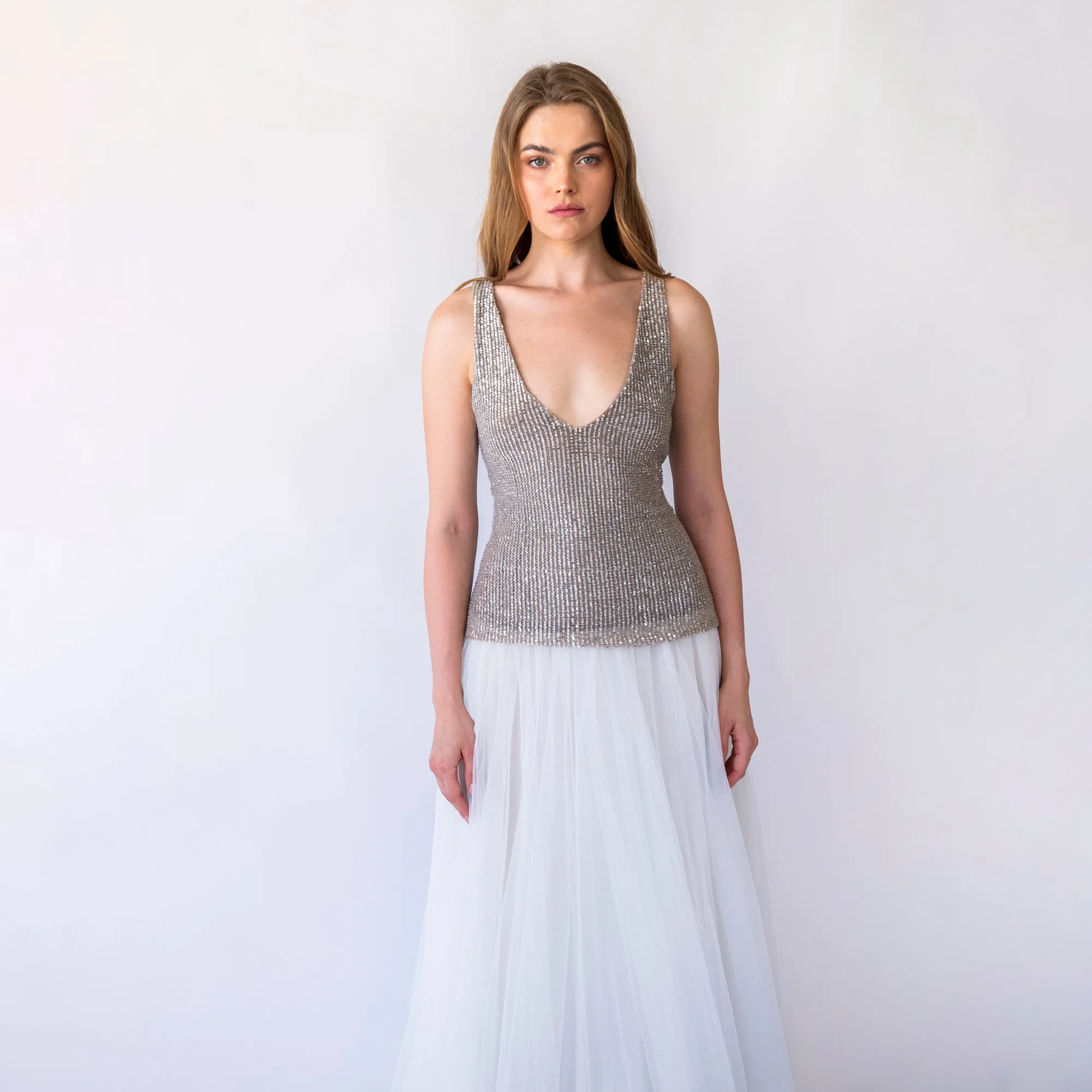 Sequins sleeveless top #2068