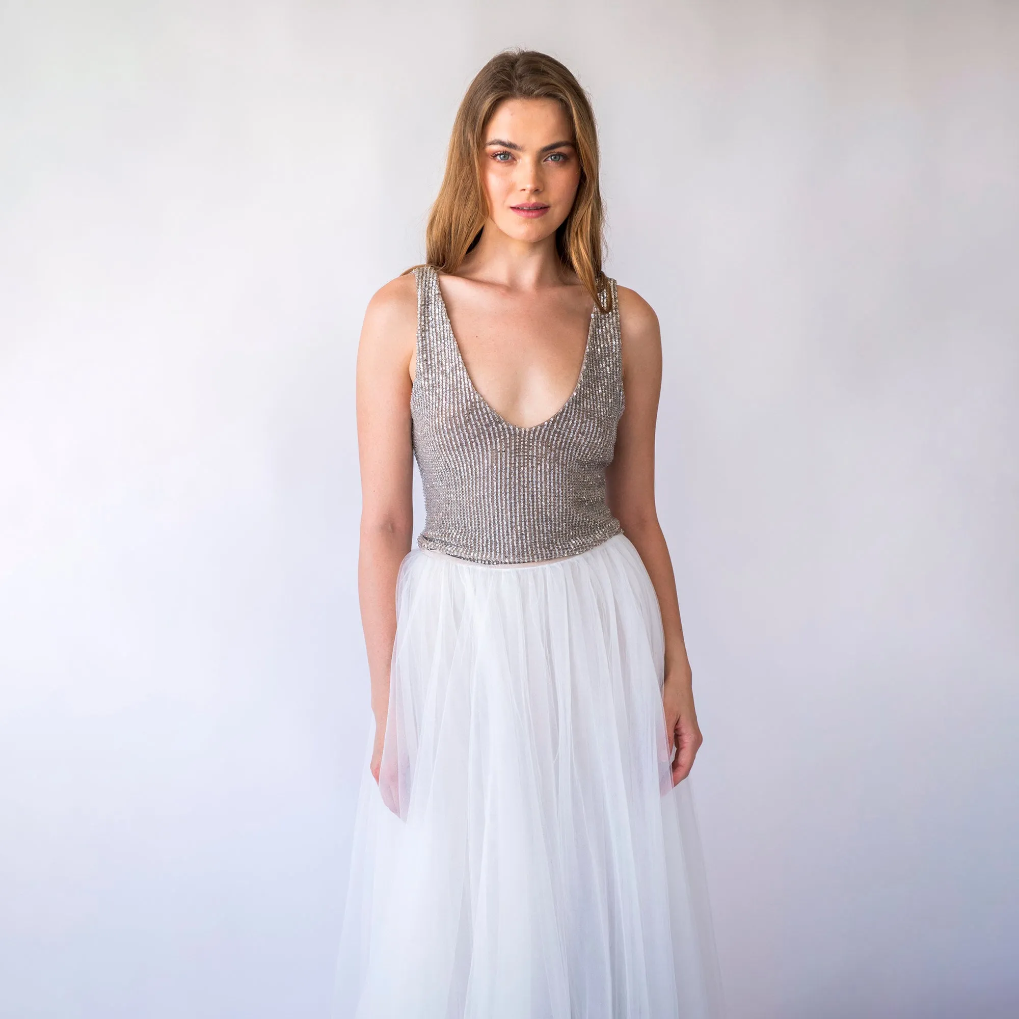 Sequins sleeveless top #2068