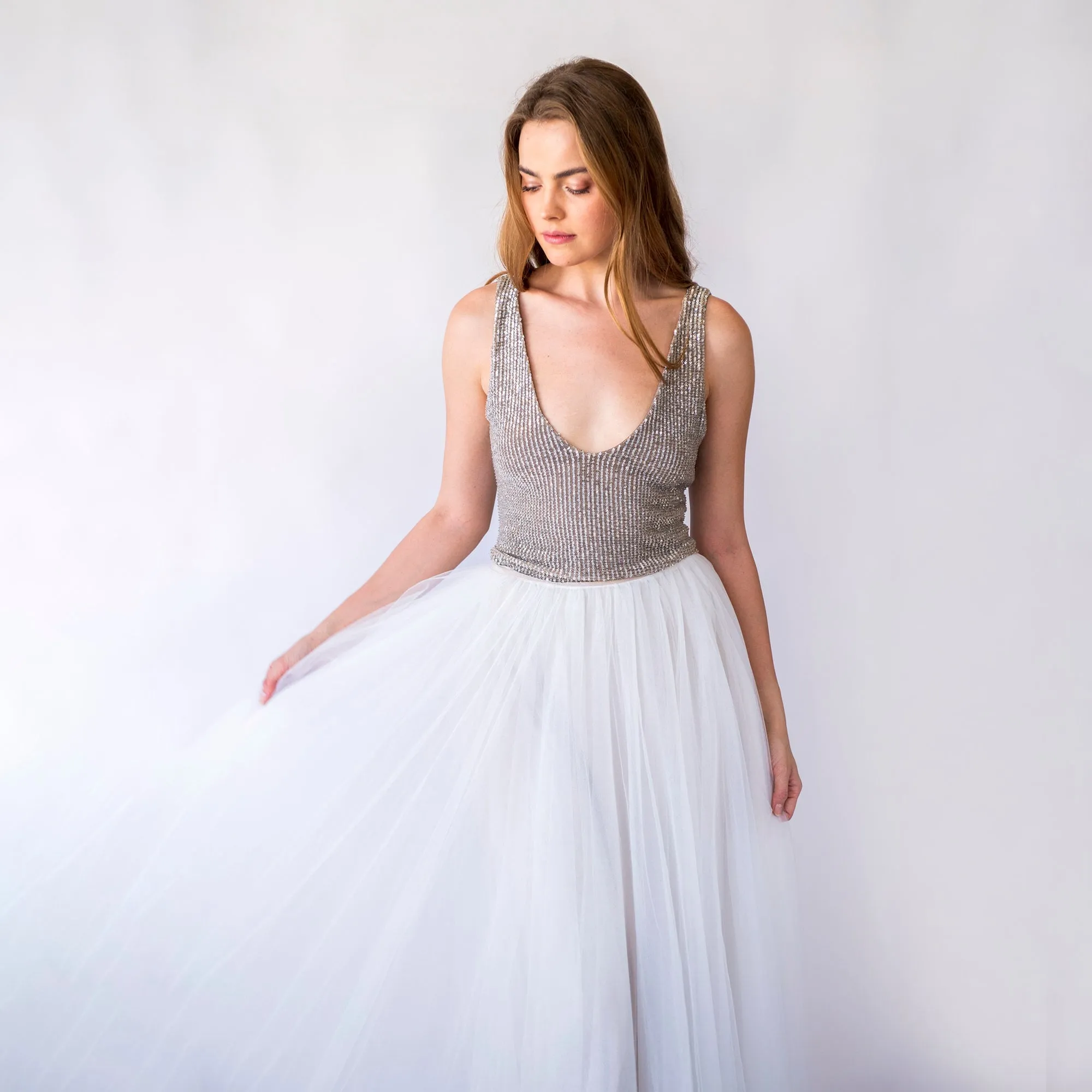 Sequins sleeveless top #2068