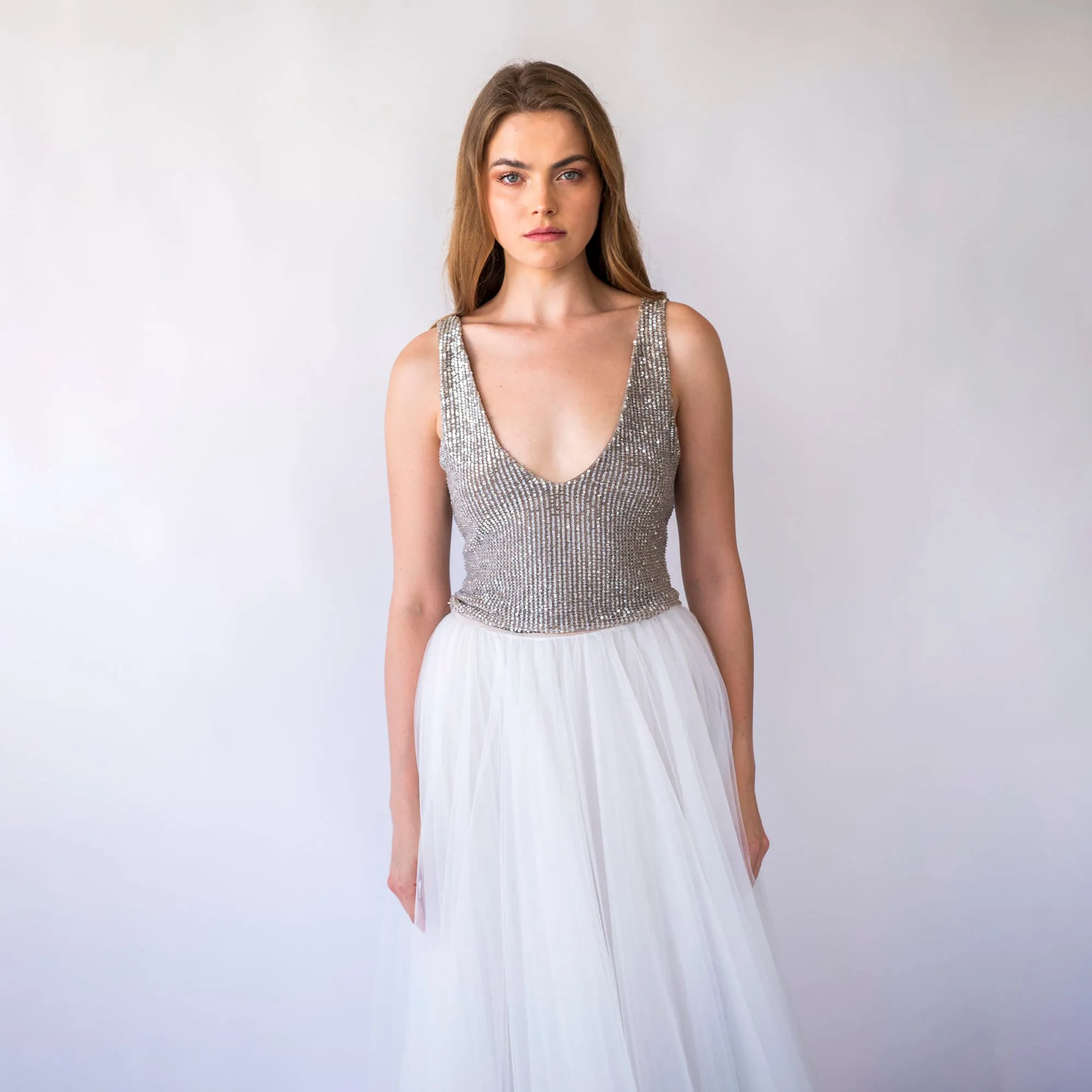 Sequins sleeveless top #2068
