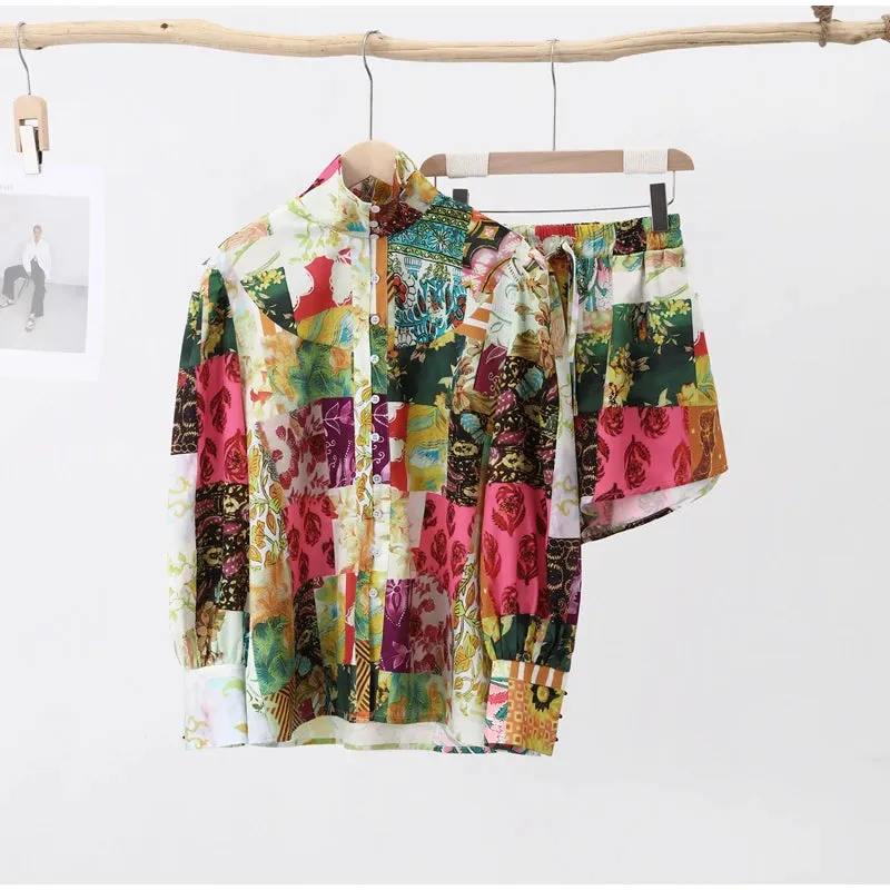 sereno print 2 Pieces Set  Elastic High Waist