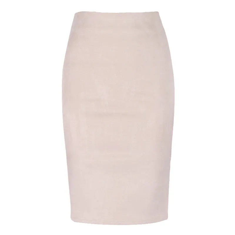 Sexy Multi Color Suede Midi Pencil Skirt Women