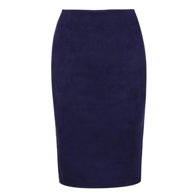 Sexy Multi Color Suede Midi Pencil Skirt Women