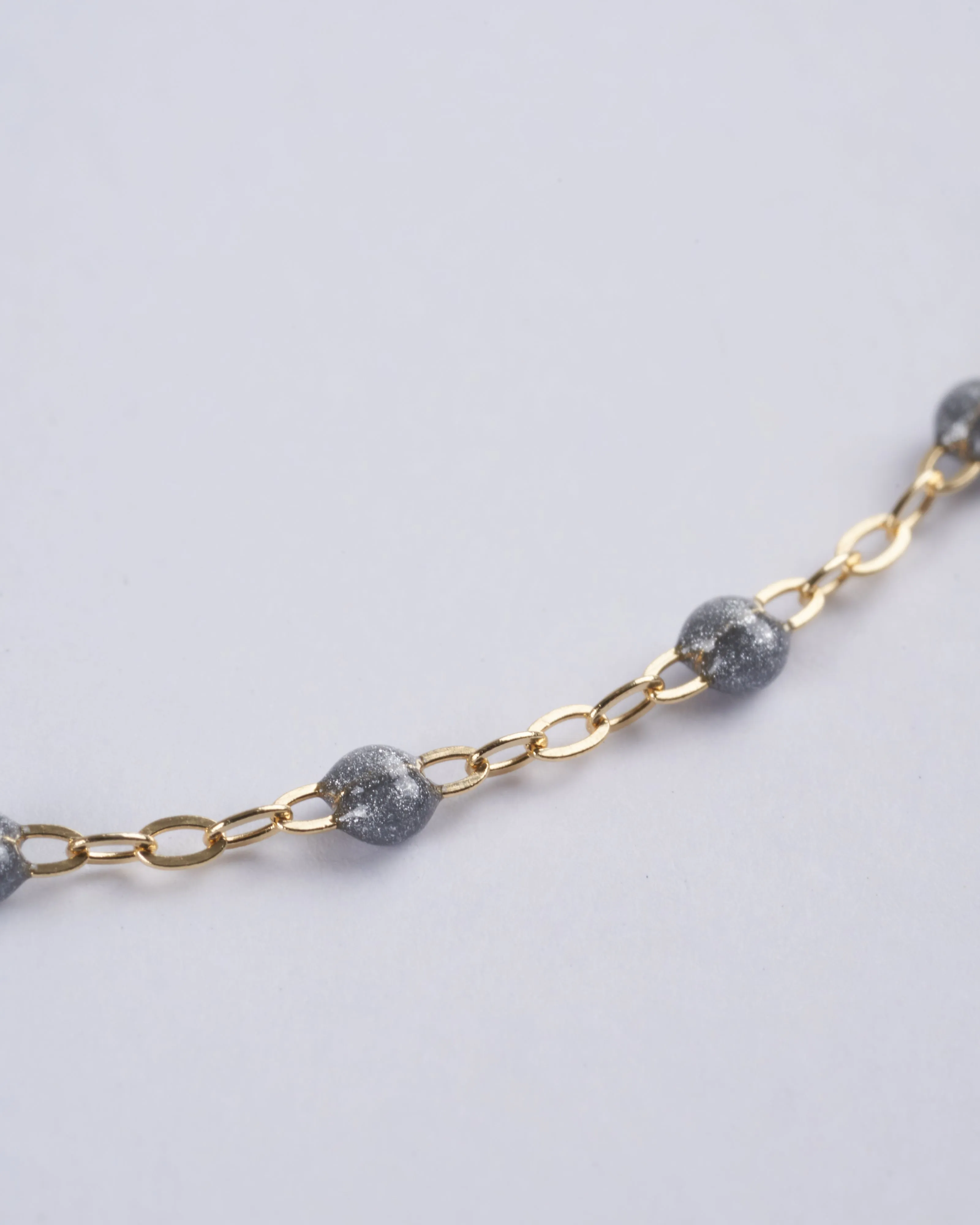 silver bead bracelet - yellow gold