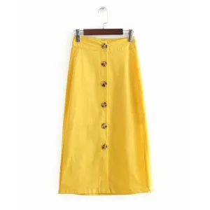 Solid Button-Up Skirt