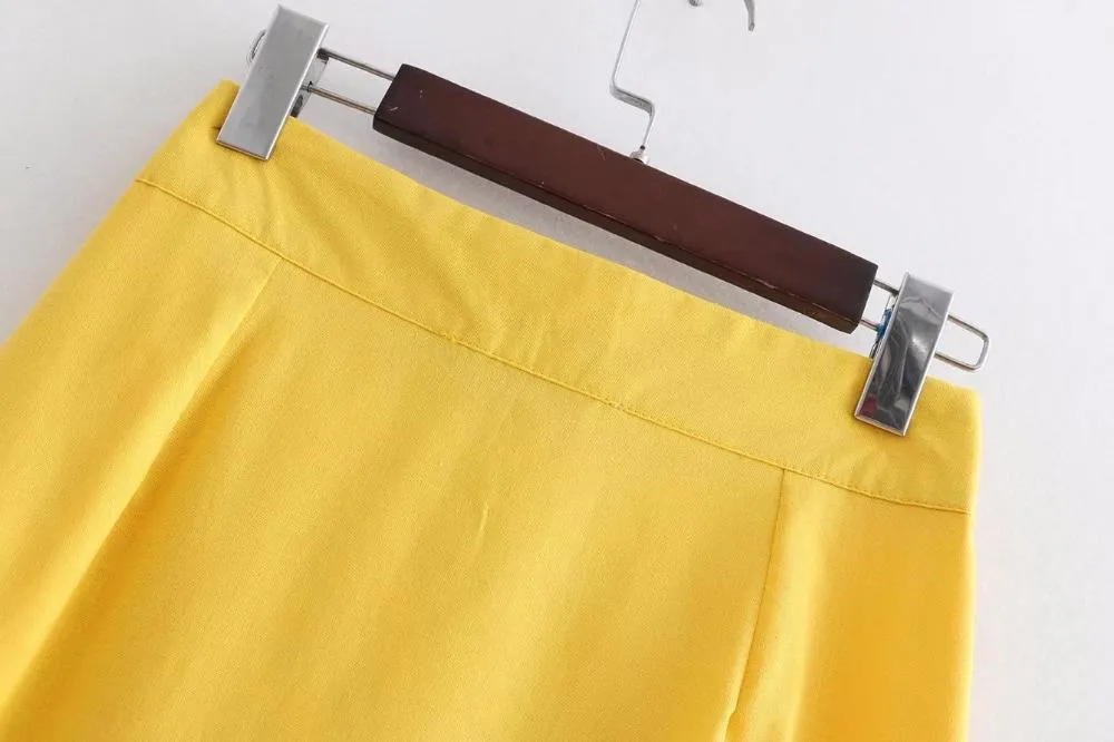 Solid Button-Up Skirt