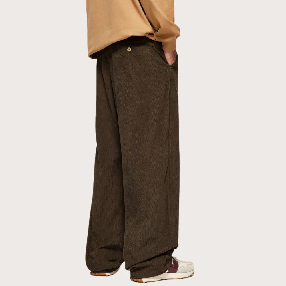 Solid Color Straight Corduroy Sweatpants