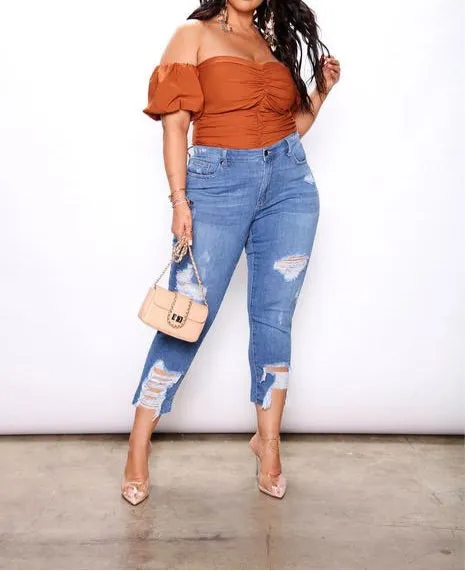 Solid Denim Distressed bell bottom Light JEAN bell bottom distressed