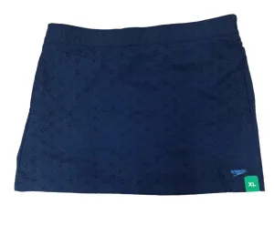 Speedo Women Solid Blue SkIrt UPF  50 Protection Elastic Waist Perforated