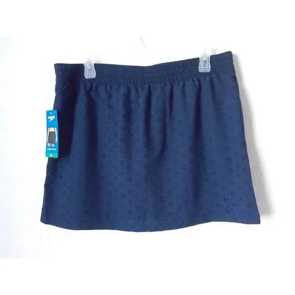 Speedo Women Solid Blue SkIrt UPF  50 Protection Elastic Waist Perforated