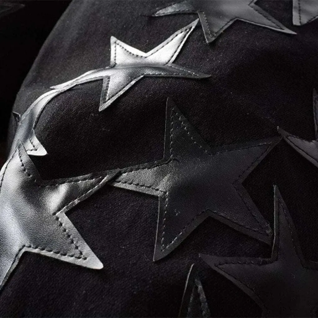 Stars embroidery men's black jeans