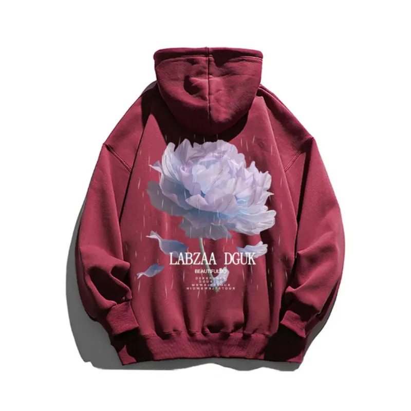 Street Oversize Rose Graphic Hoodie