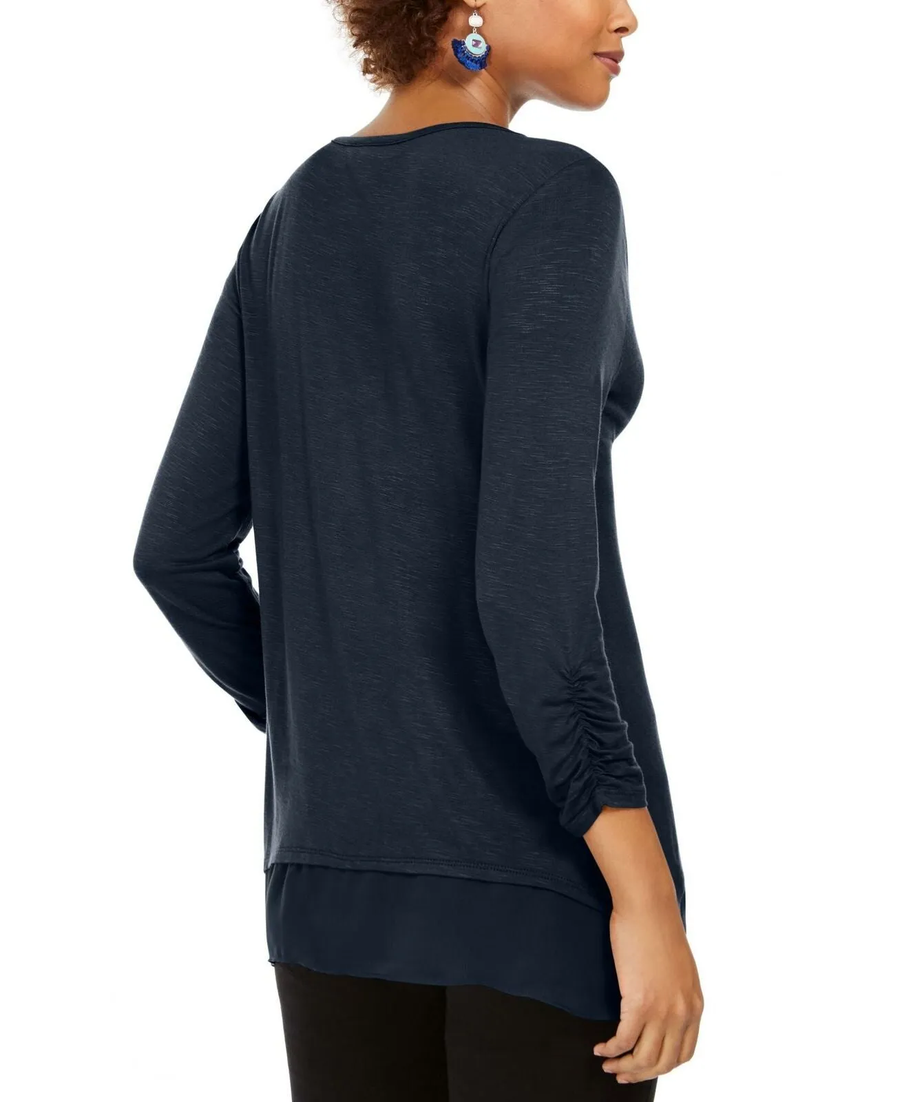 Style & Co. Women's V-Neck Asymmetrical Chiffon-Hem Tunic Top