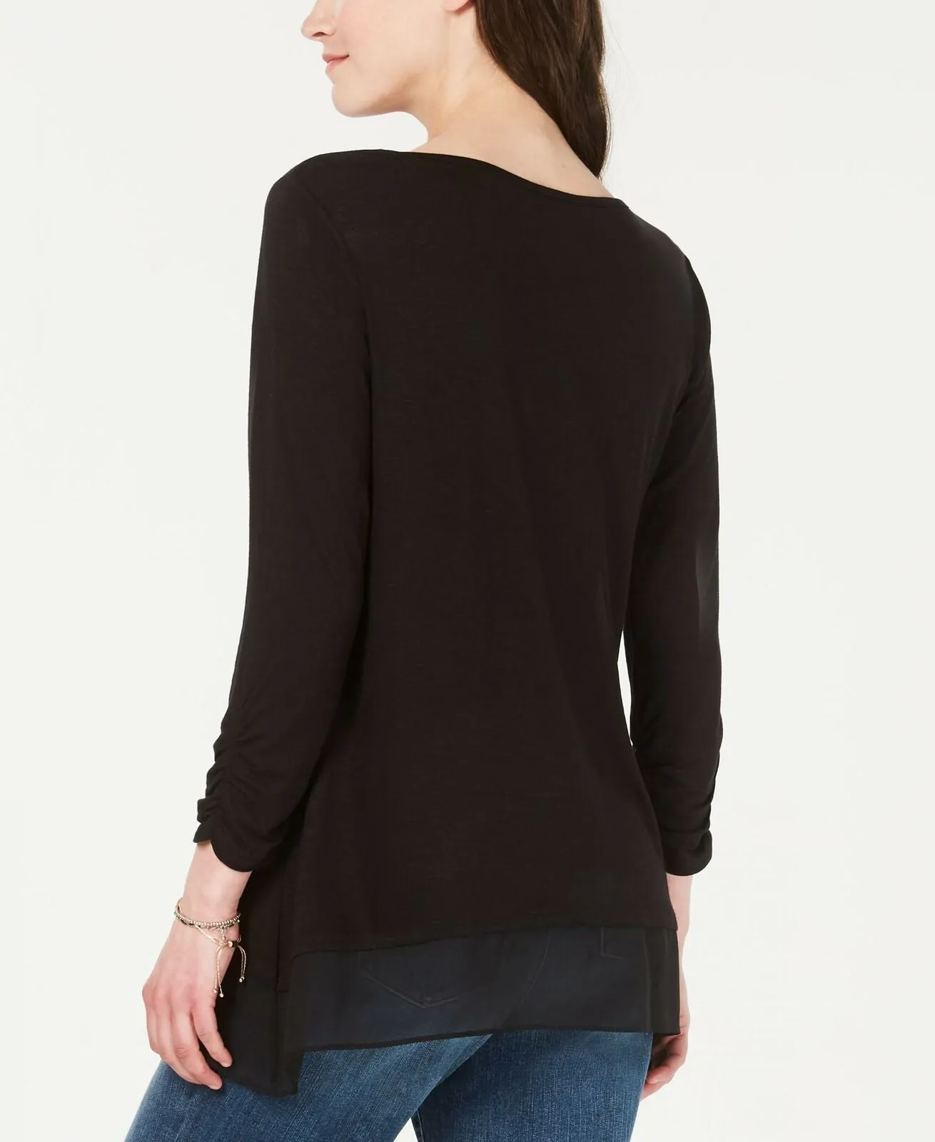 Style & Co. Women's V-Neck Asymmetrical Chiffon-Hem Tunic Top
