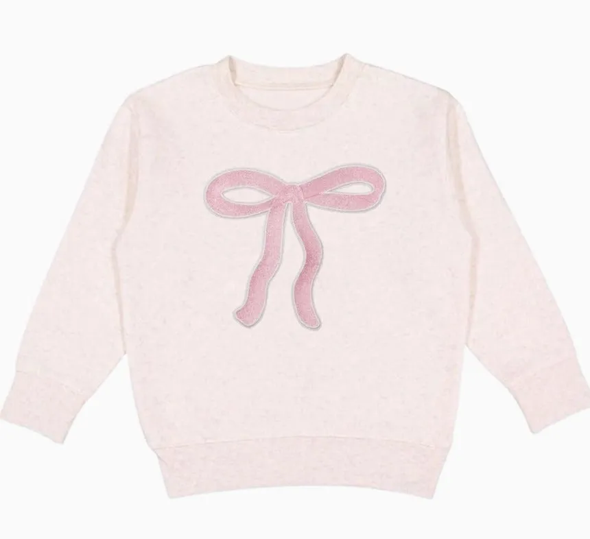 Sweet Wink - Coquette Bow Patch Sweatshirt - Natural