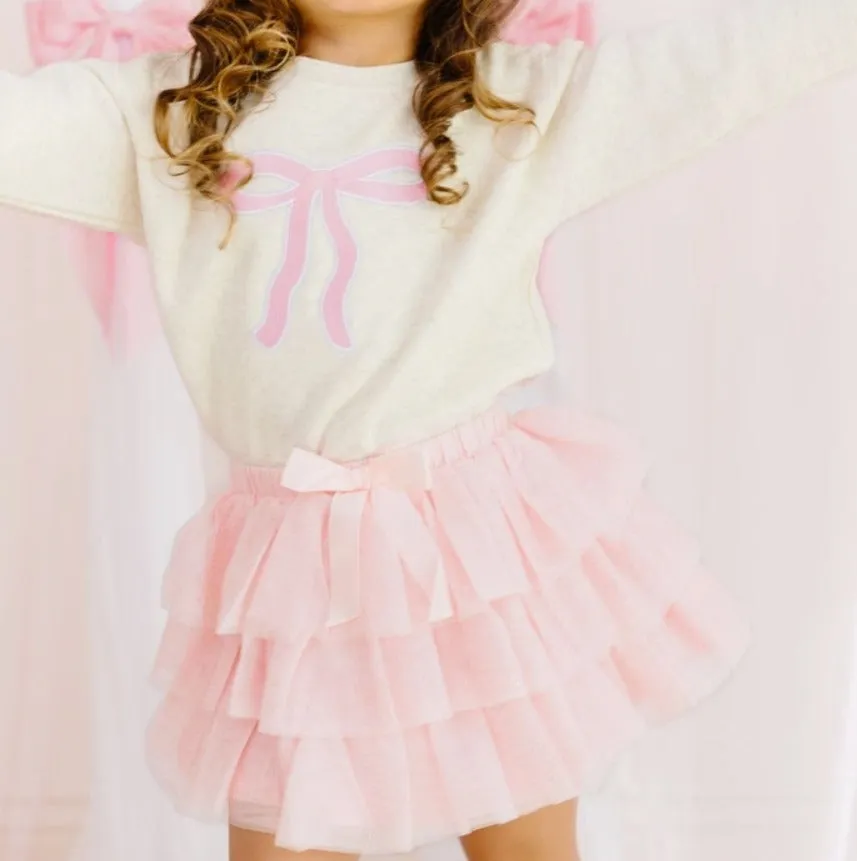 Sweet Wink - Coquette Bow Patch Sweatshirt - Natural