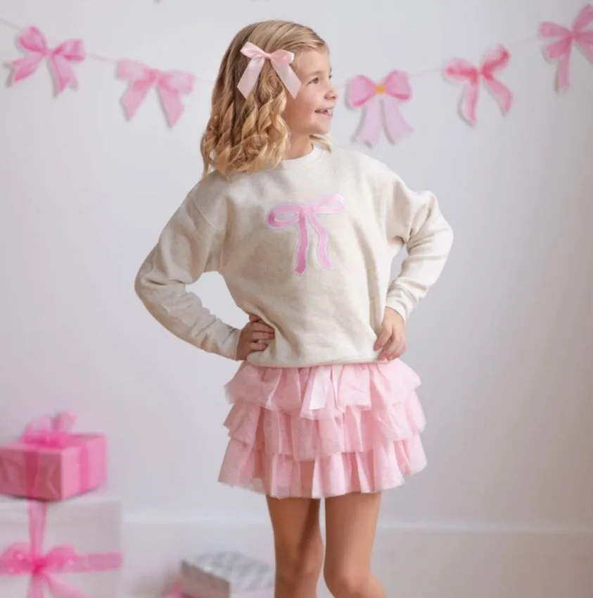 Sweet Wink - Coquette Bow Patch Sweatshirt - Natural