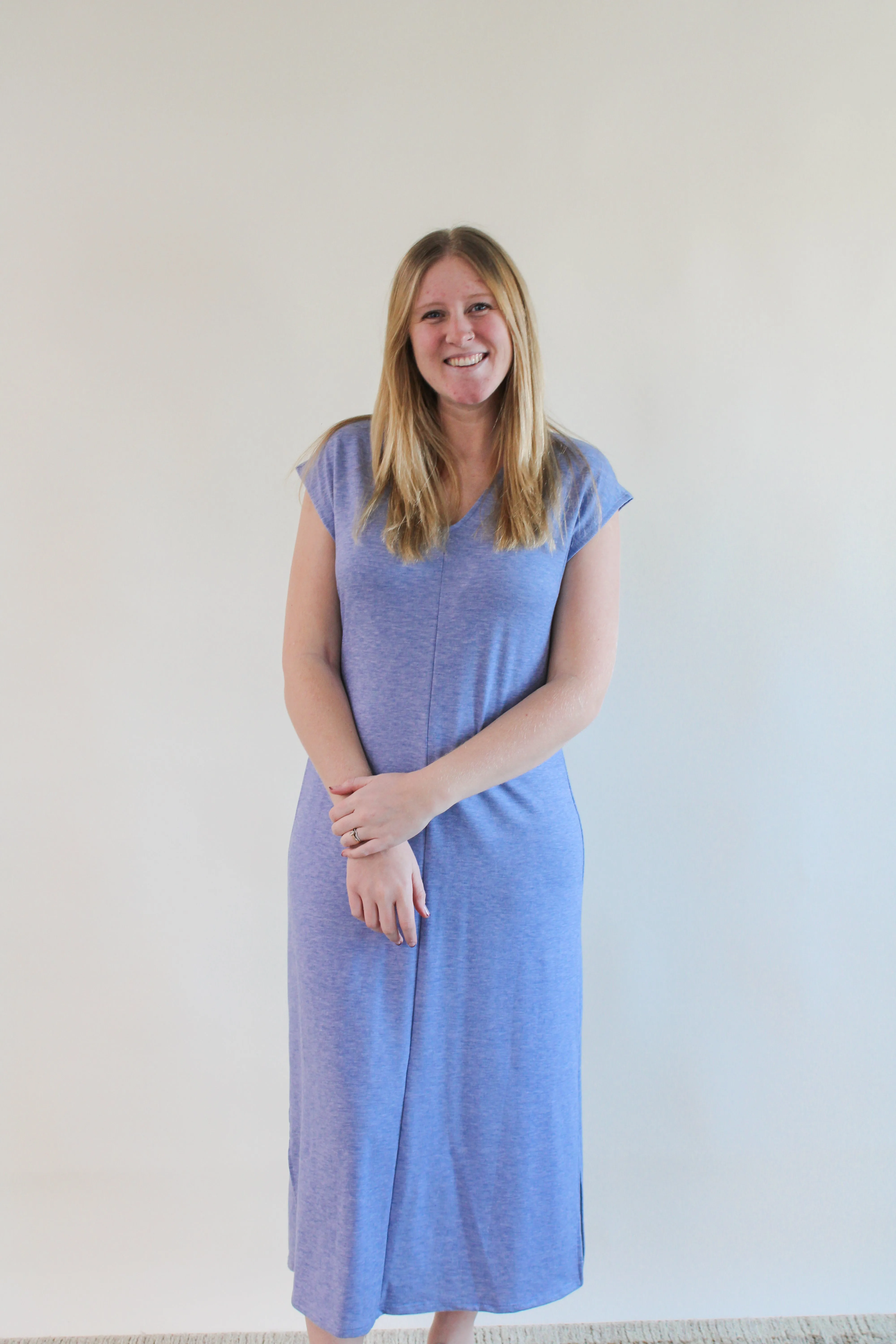 TANAE BLUE FRENCH TERRY MIDI DRESS