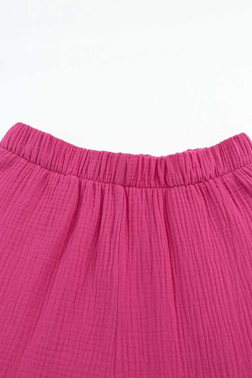 Textured High Waist Ruffled Bell Bottom Pants