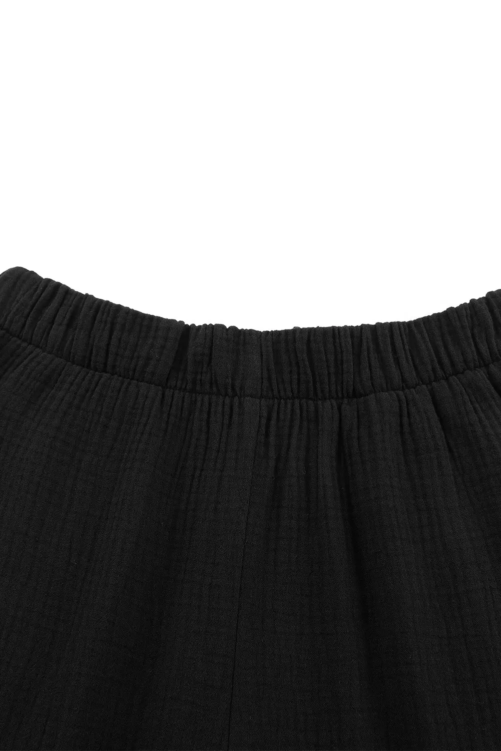 Textured High Waist Ruffled Bell Bottom Pants