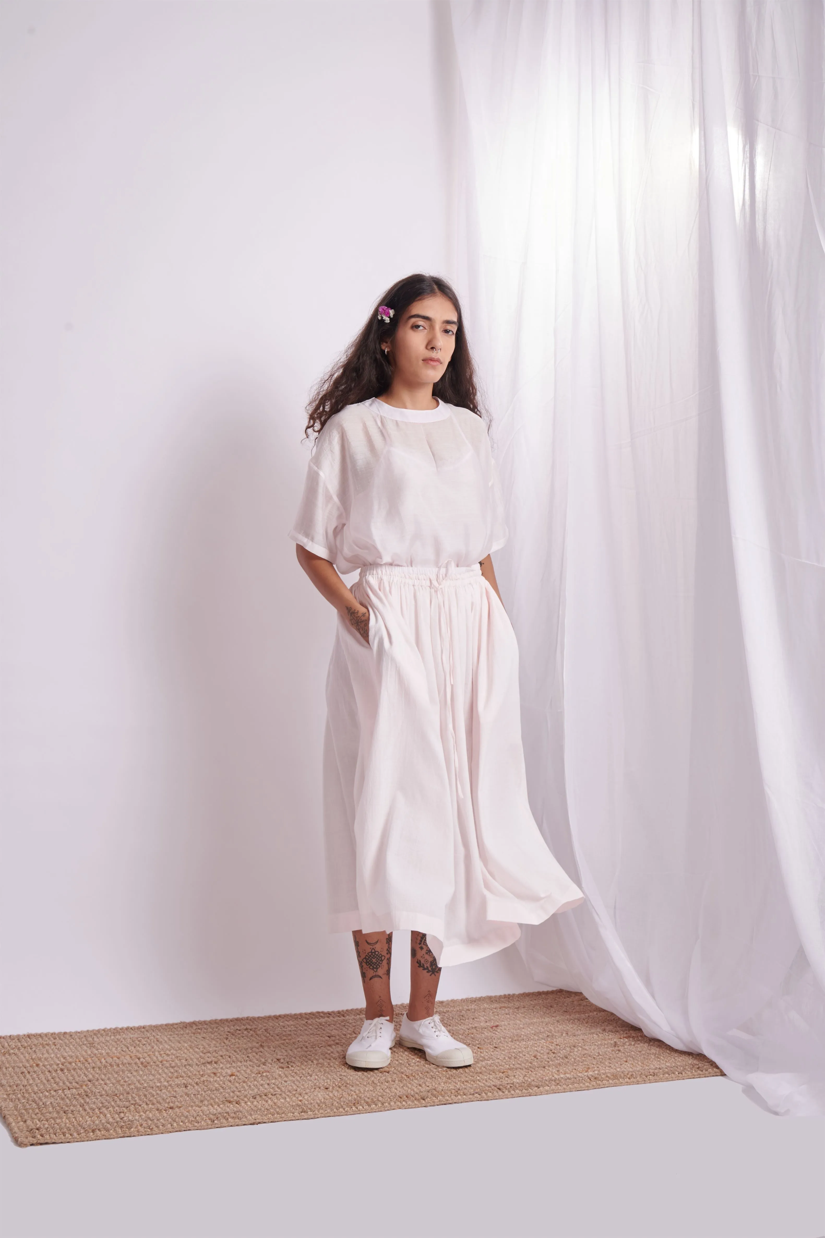 The Plavate I Podushkino Just a cool look Co-ord Set Silk Cotton White,Pink Sky Blue Daily Collection AW22-37