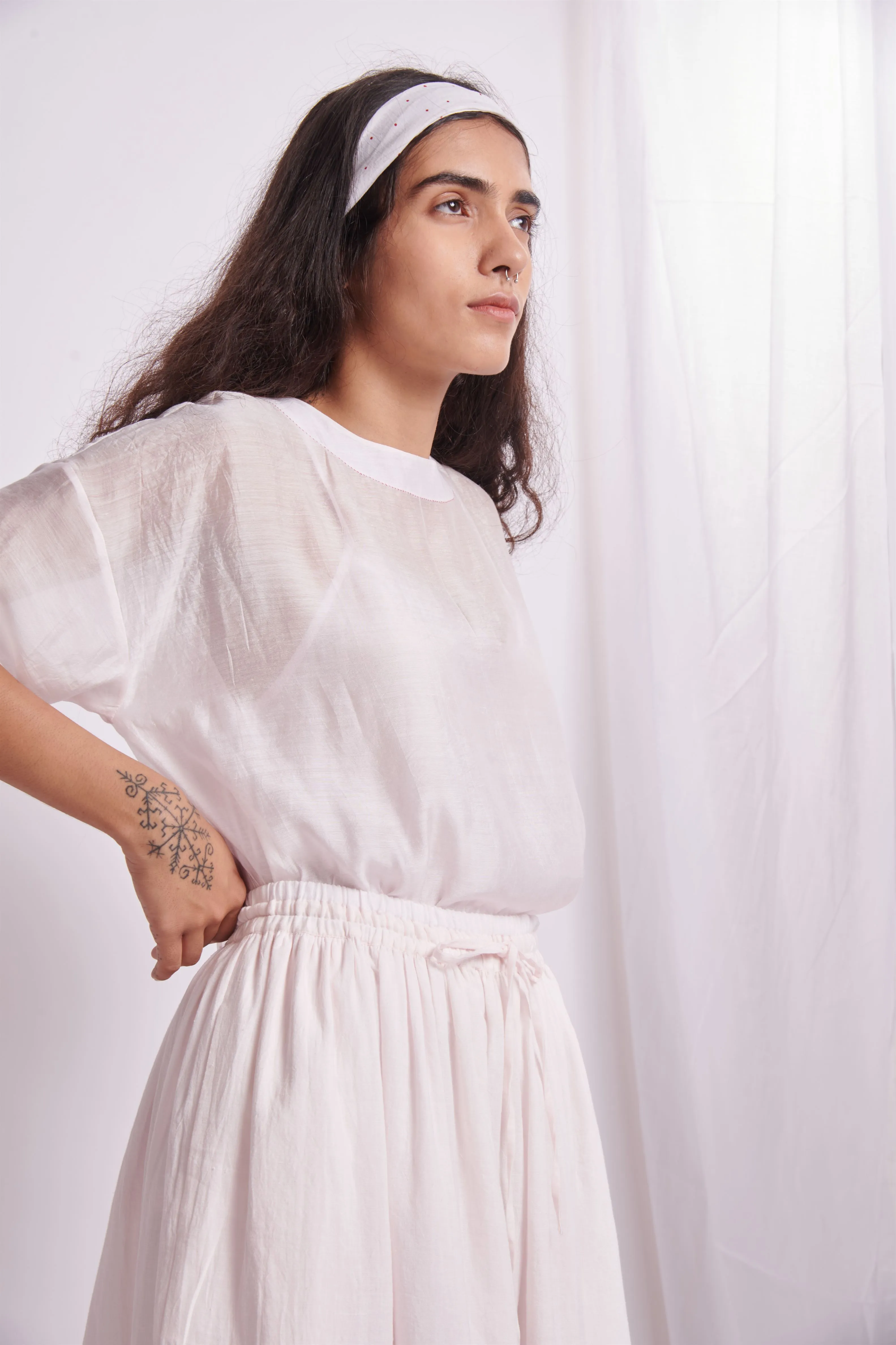 The Plavate I Podushkino Just a cool look Co-ord Set Silk Cotton White,Pink Sky Blue Daily Collection AW22-37