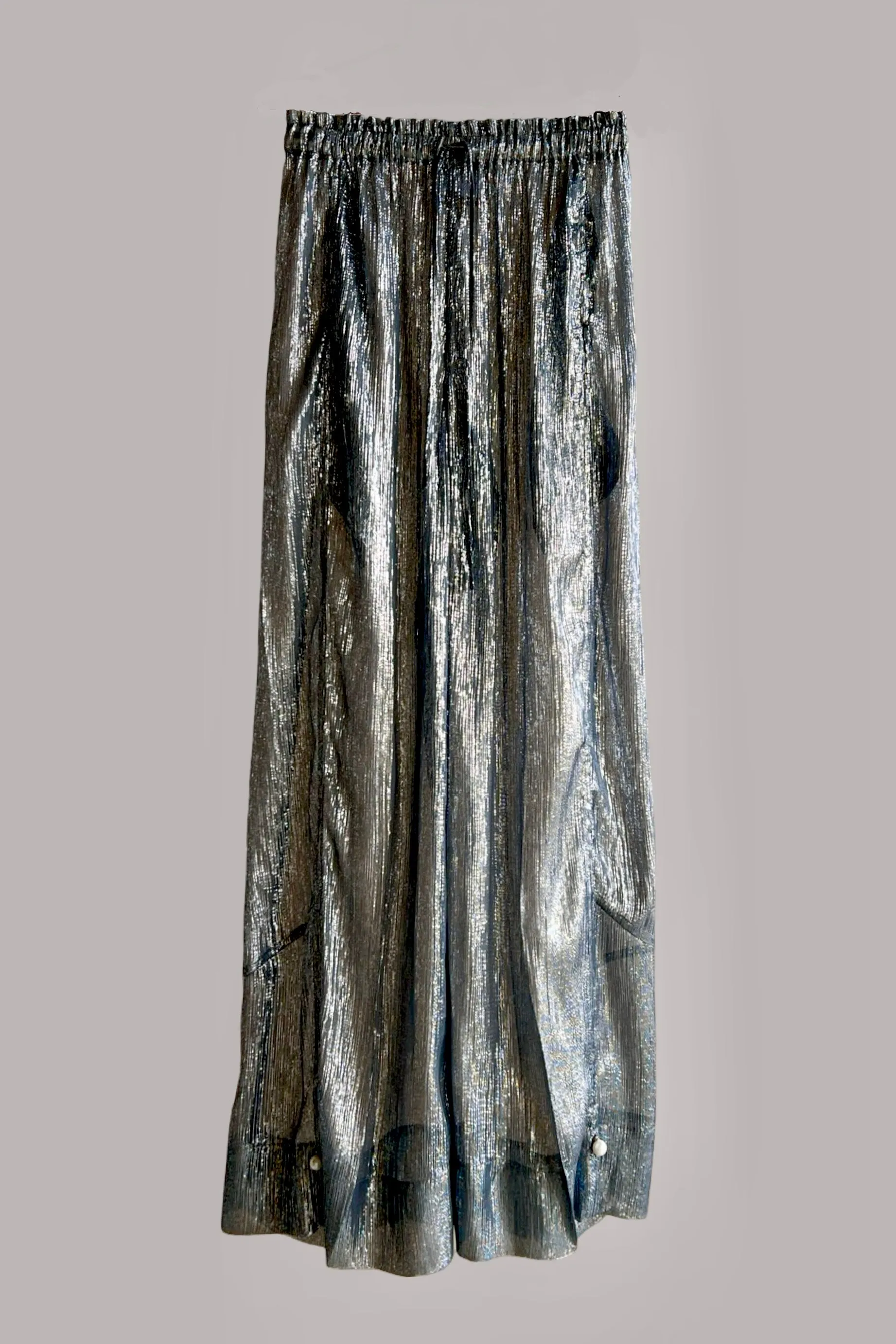 Transformer Trouser Pewter Blue Dusk Silk Lame’ {Made to Order}