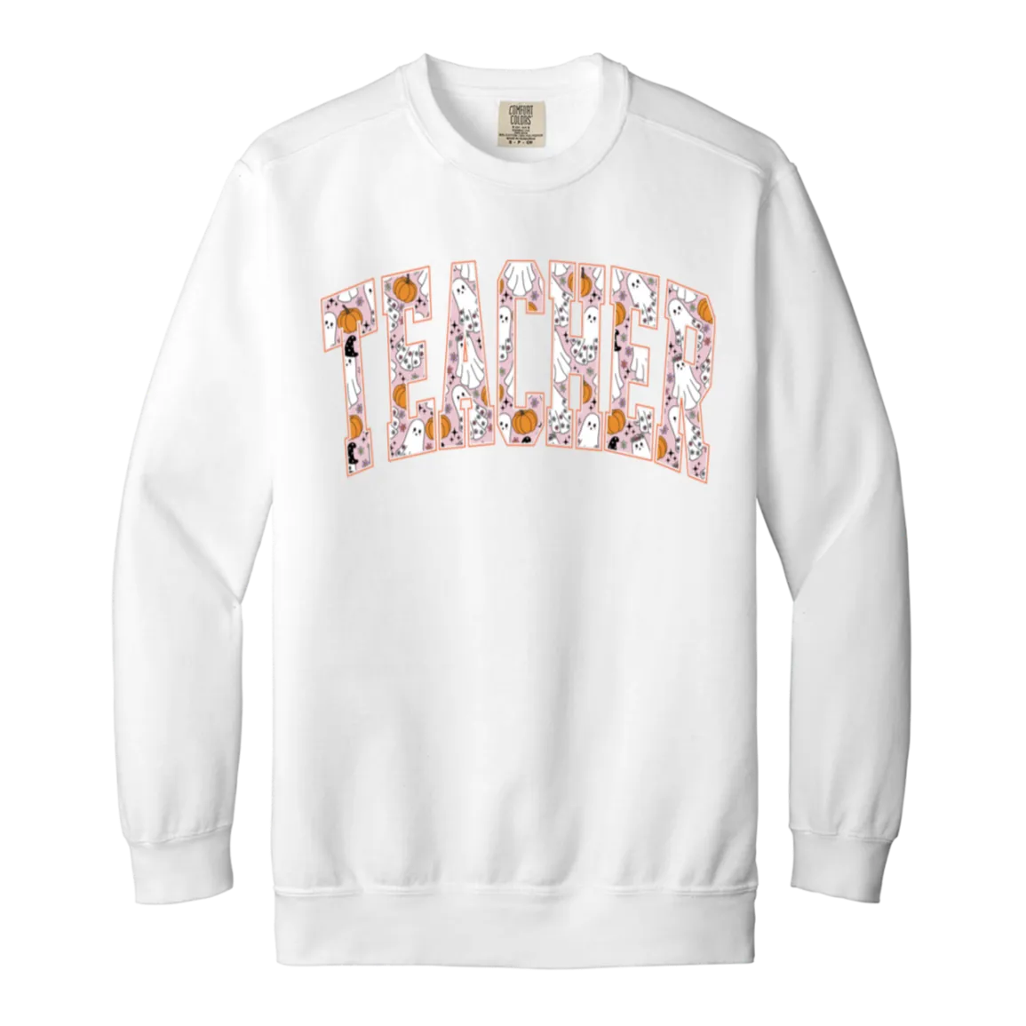 Trendy Halloween Fall Crewneck Sweatshirt – Perfect for Spooky Teachers!