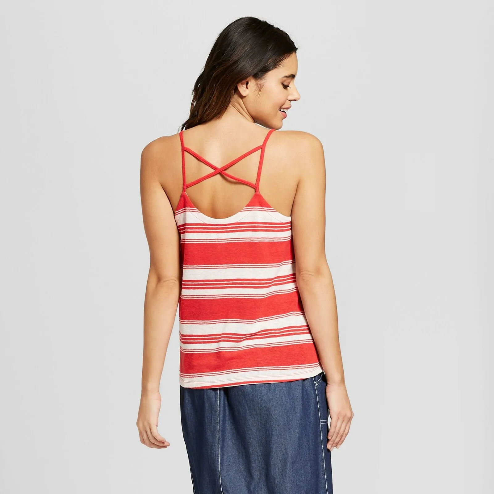 Universal Thread Women's Linen Blend Strappy Cross Back Tank Top