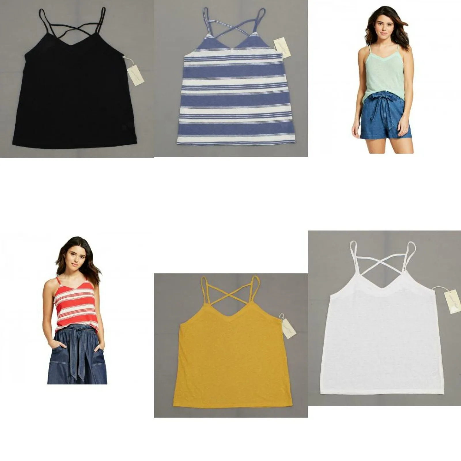 Universal Thread Women's Linen Blend Strappy Cross Back Tank Top