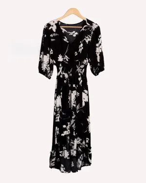 V Neck Asymmetrical Skirt Casual Dress